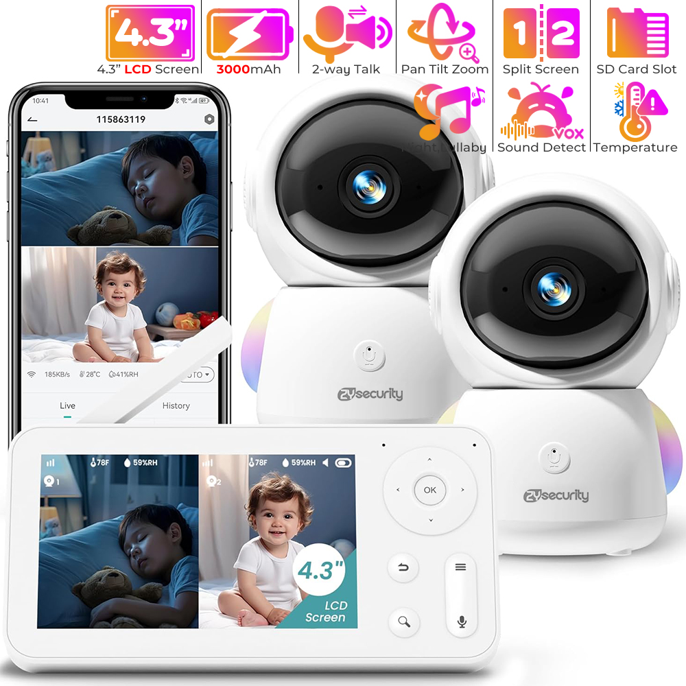 2K Baby Monitor with 2 Cameras - огляд і ціна Audio Detect Music